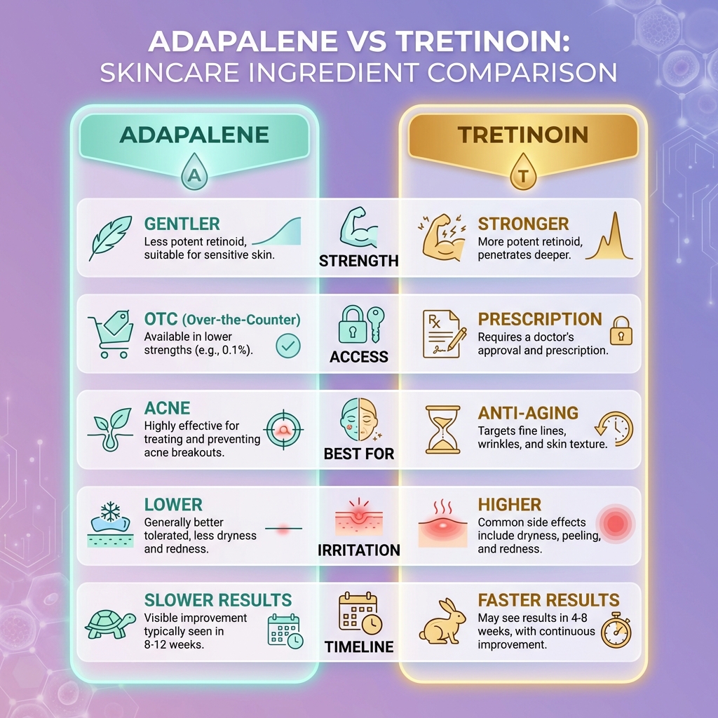 Adapalene vs tretinoin comparison chart