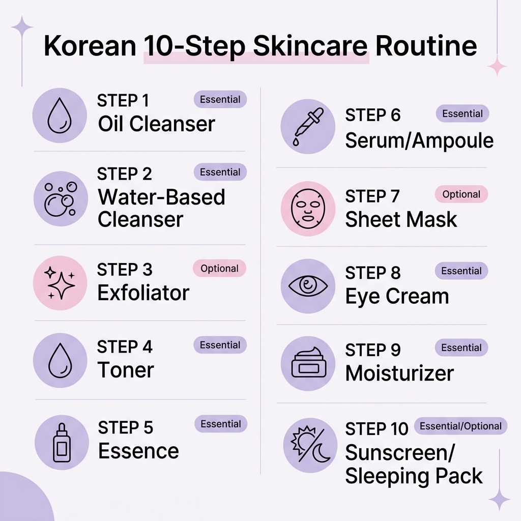 Korean 10-Step Skincare Routine — Essential vs. Optional
