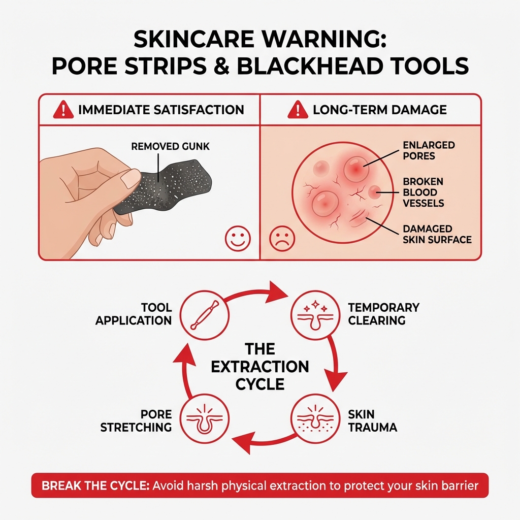 Pore strips and blackhead tools warning